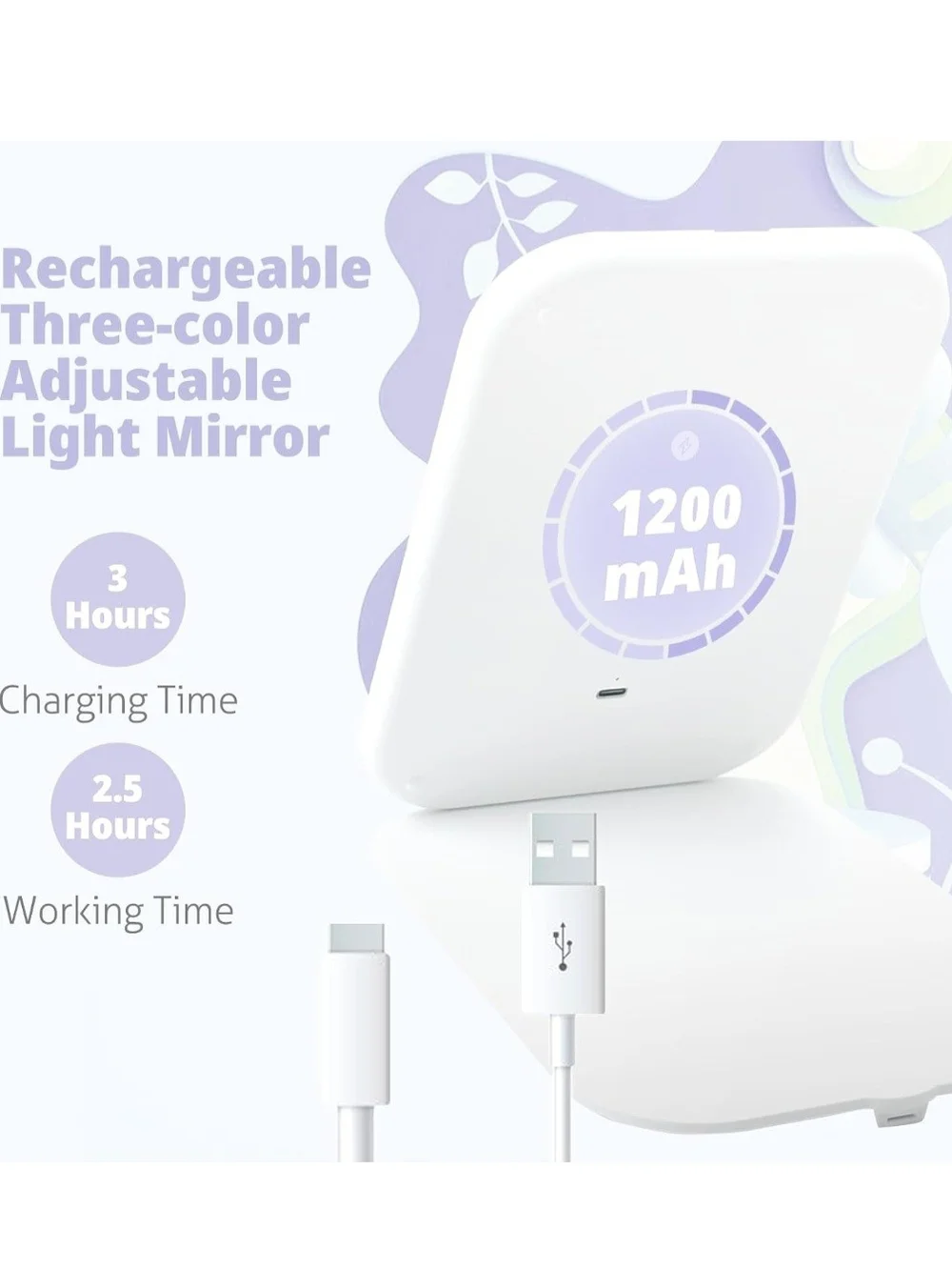 LED Makeup Mirror with Adjustable White Light for Women Skincare